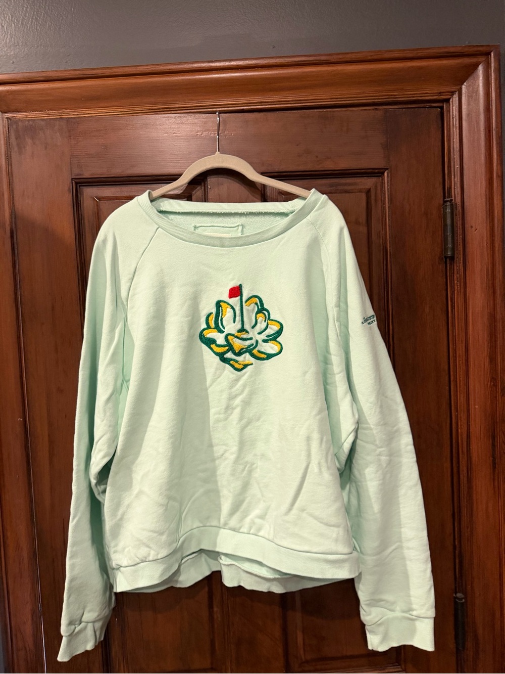 Augusta womens amateur Light Mint Green Embroidered Crewneck Sweatshirt